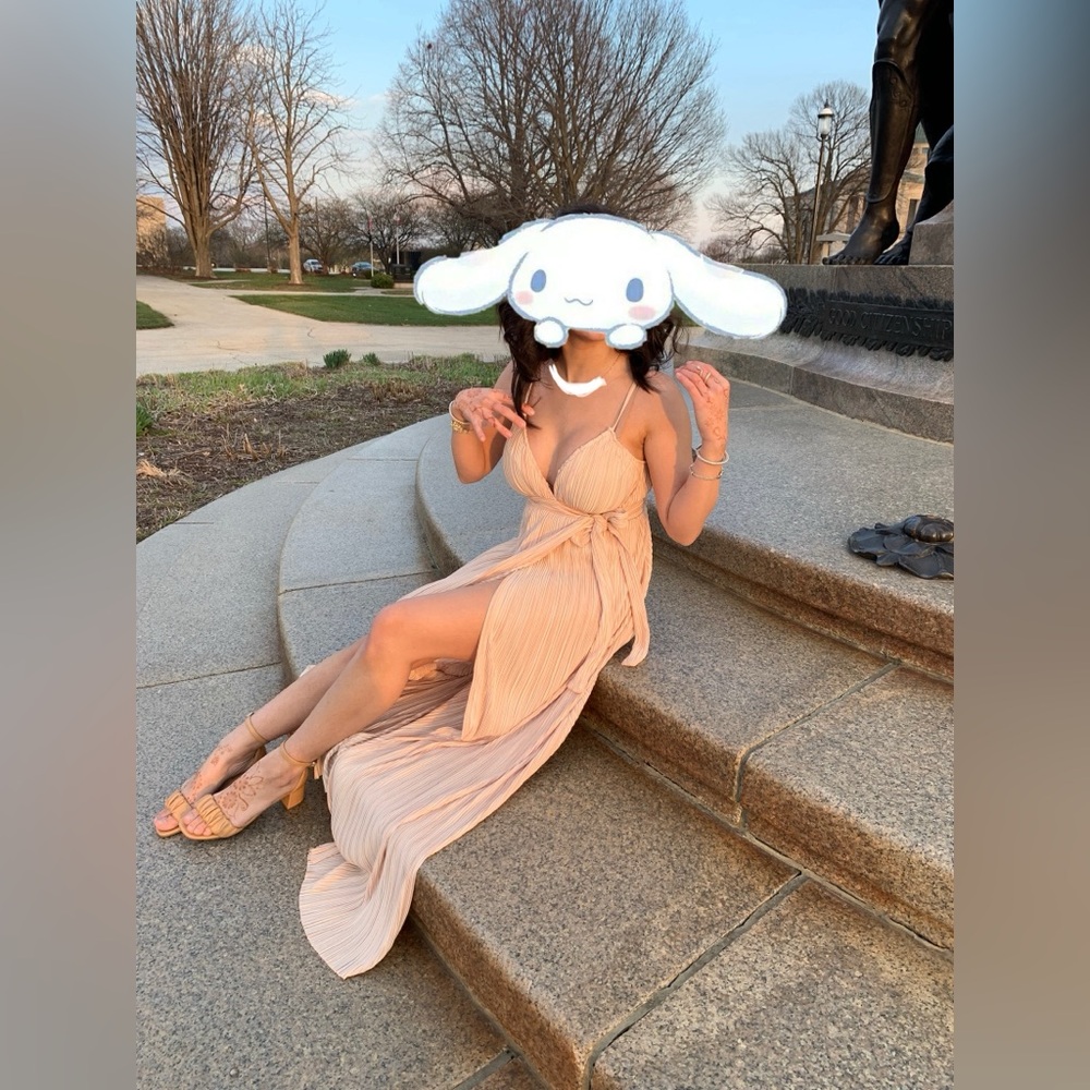 Fashion Nova - Feeling Fancy Golden Champagne Maxi Prom Dress XS